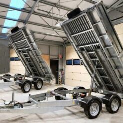 Remolque basculante Indespension de 2 ejes – GVWR 2700 kg, basculamiento hidráulico